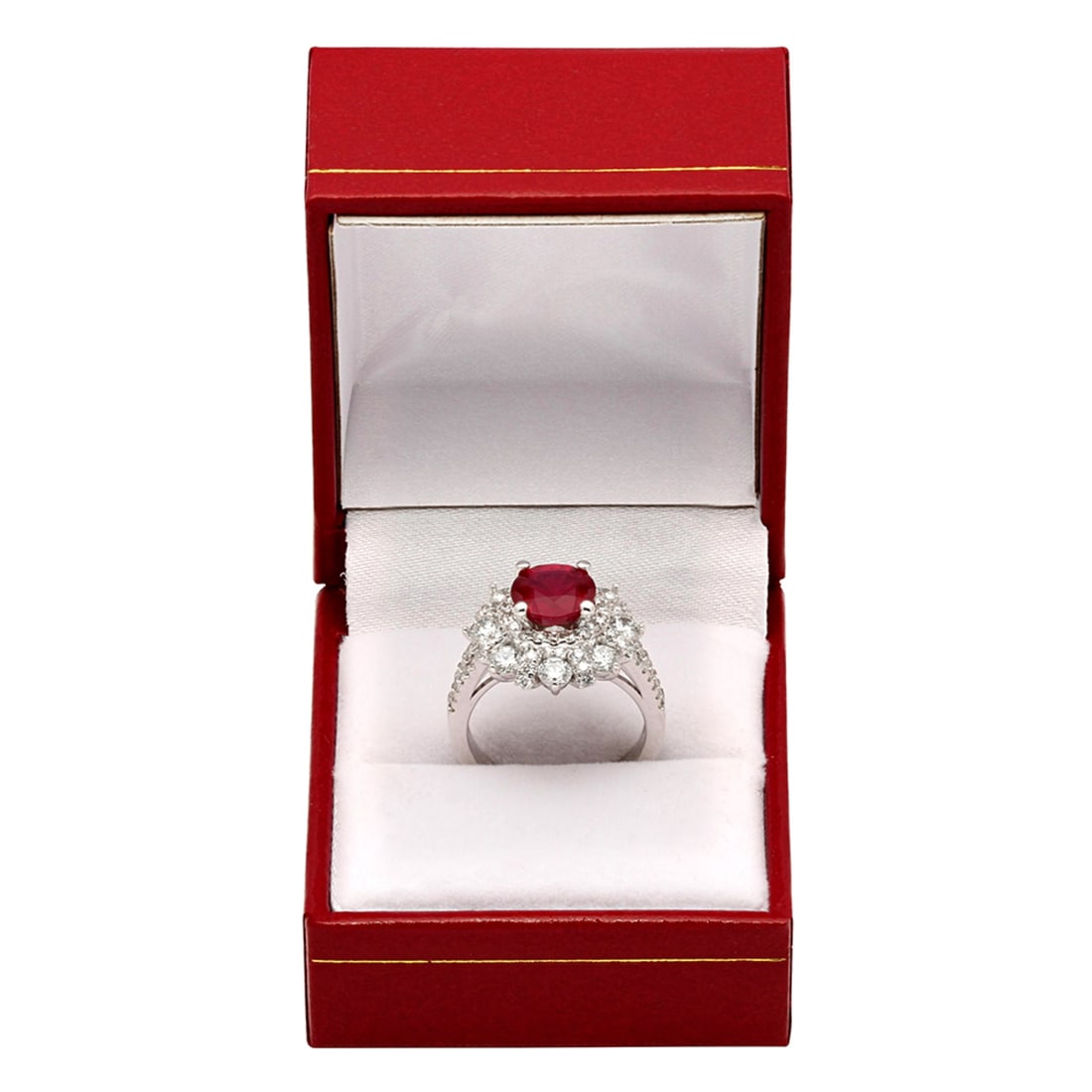 14k White Gold 2.49ct Ruby 2.52ct Diamond Ring - 3