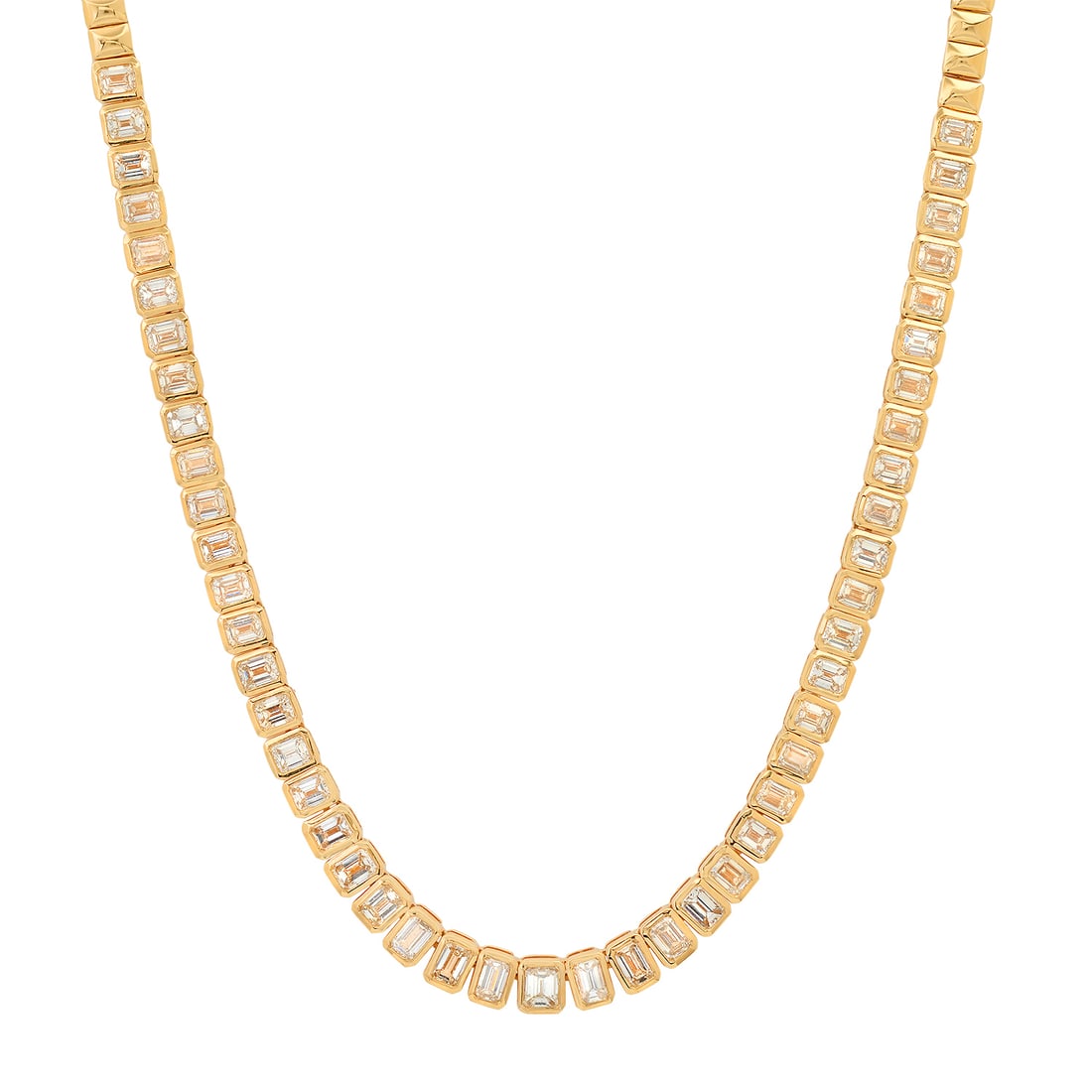 18K Yellow Gold Setting with 11.65ct Emerald Cut Diamond Necklace: Retail: $75,821.00 ****** 18K Yellow Gold Setting with 11.65ct Emerald Cut Diamond Necklace ****** Size: 16 / Metal: 18K Yellow Gold / Total Item Weight: 36.7 Grams / Country Made: United States / / M
