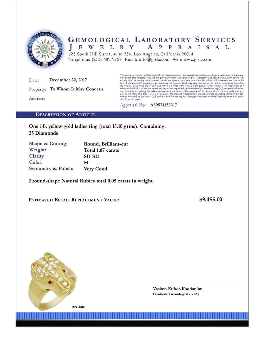 14k Yellow Gold 0.05ct Ruby 1.07ct Diamond Ring - 4