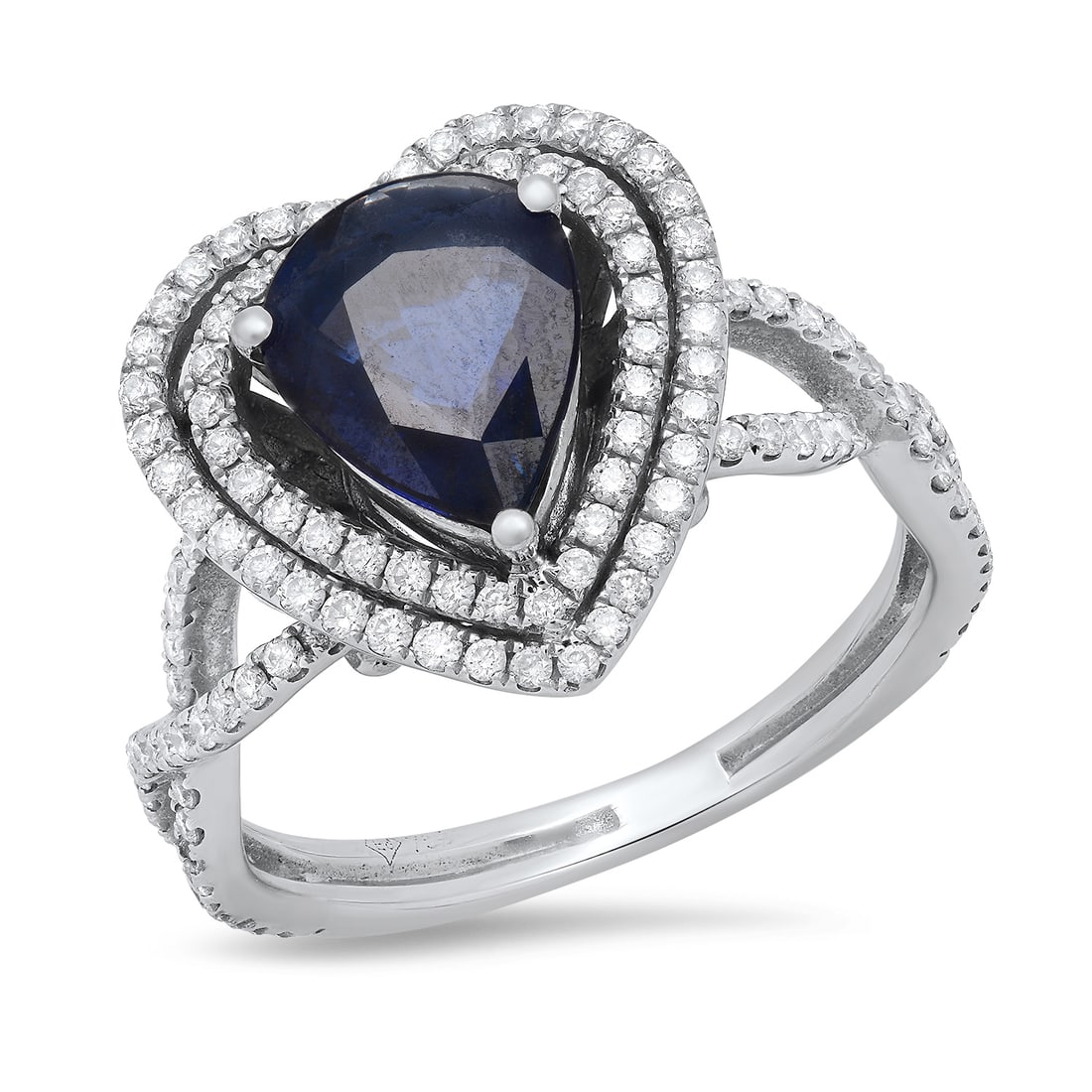 14K White Gold Setting with 2.50ct Sapphire and 1.00ct Diamond Ladies Ring: Retail: $11,234.00 ****** 14K White Gold Setting with 2.50ct Sapphire and 1.00ct Diamond Ladies Ring ****** Size: 6.5 (we offer free resizing to winning bidders) / Metal: 14K White Gold / Total Item W