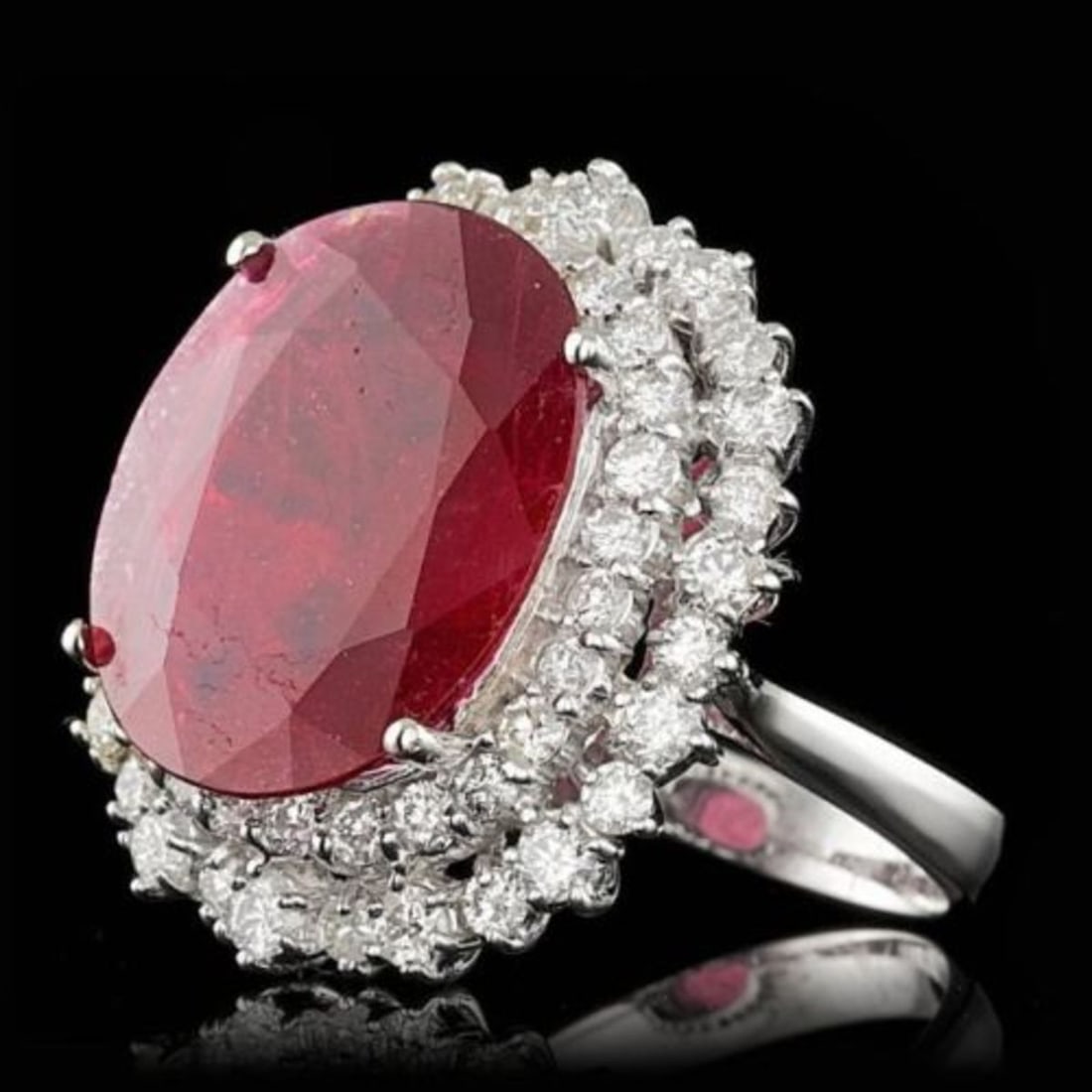 14K White Gold 10.69ct Ruby and 1.89ct Diamond Ring - 2