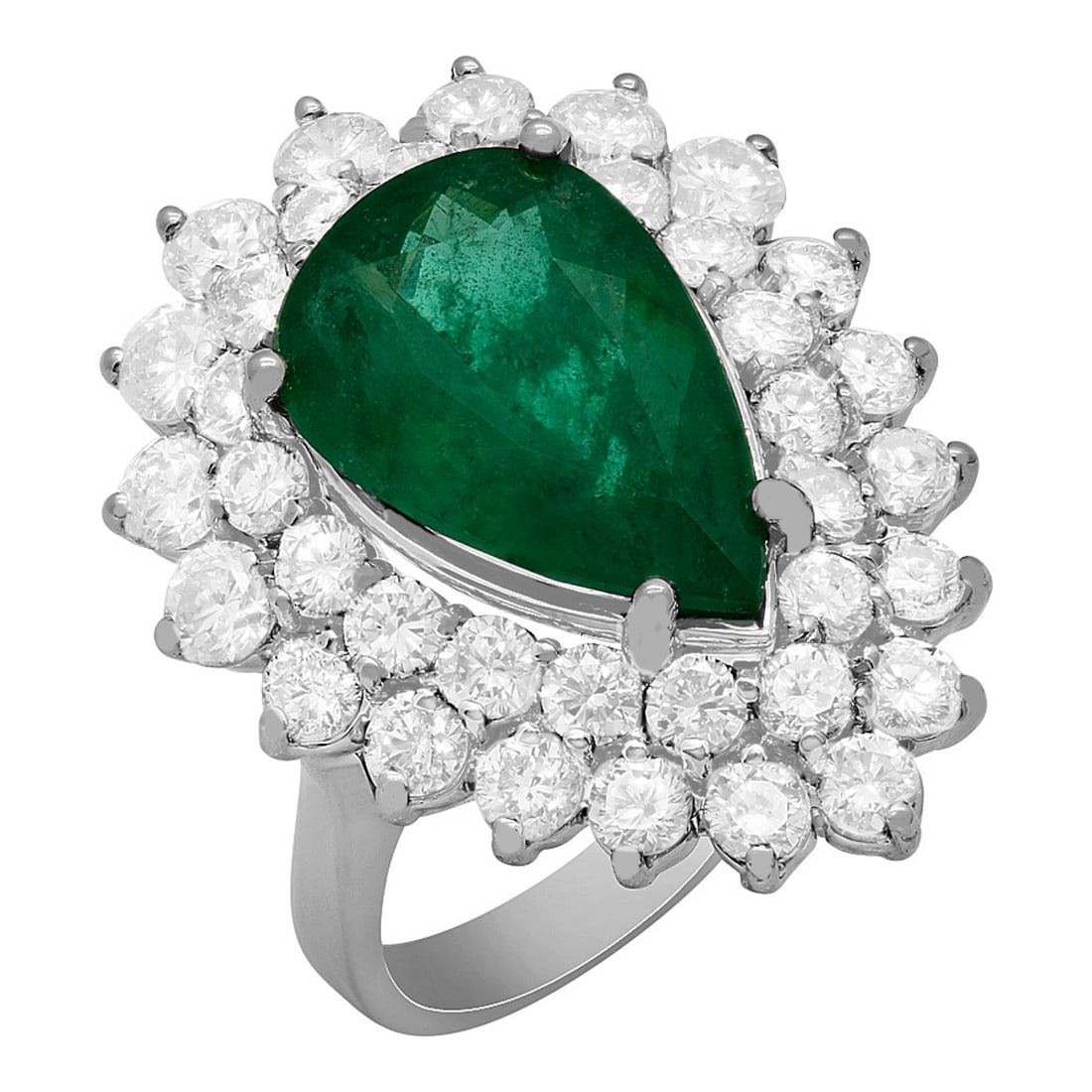 14k White Gold 5.20ct Emerald 2.78ct Diamond Ring: Retail: $13,750.00 ****** 14k White Gold 5.20ct Emerald 2.78ct Diamond Ring ****** Metal: 14K White Gold / Total Item Weight: 10.30 grams / Country Made: United States / / Main Stone: Emerald / Color: