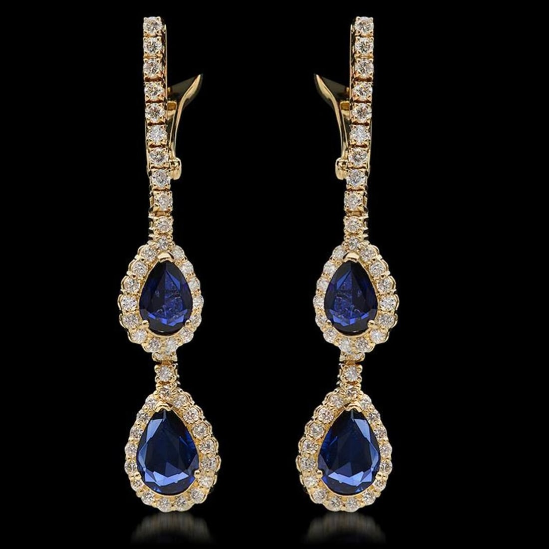 14K Gold 2.79ct Sapphire & 1.68ct Diamond Earrings: Retail: $7,320.00 ****** 14K Gold 2.79ct Sapphire & 1.68ct Diamond Earrings ****** Metal: 14K Solid Gold / Total Item Weight: 9.0 grams / Country Made: United States / / Main Stone: Sapphire / Color: