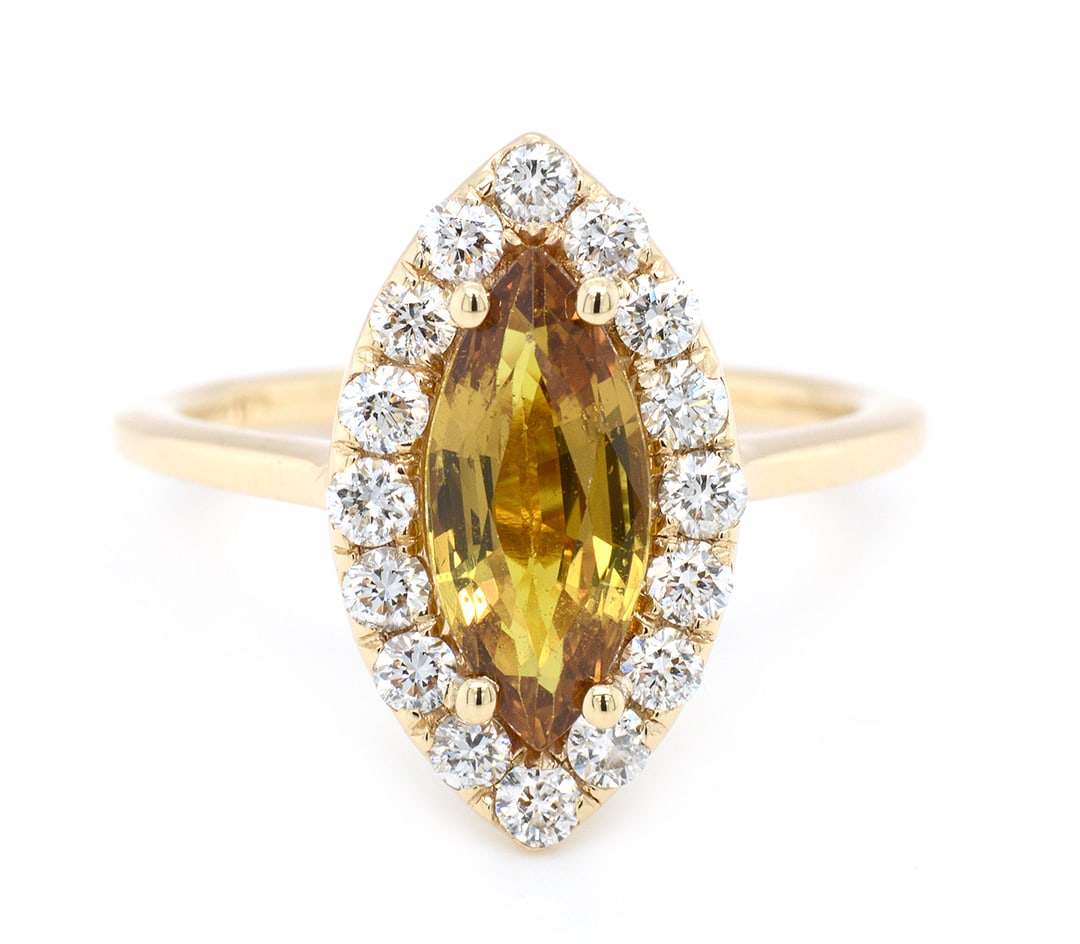 14K Yellow Gold Ladies Ring with 1.98ct GIA Certified Sapphire and 0.55tcw Adjacent Diamonds (1 of 6)