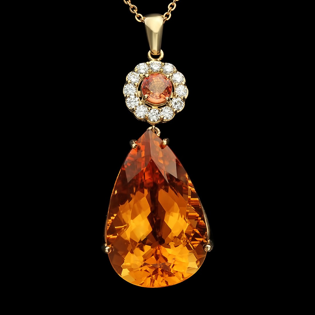 14K Gold 42.91ct Citrine 1.17ct Sapphire 1.02ct Diamond Pendant: Retail: $11,330.00 ****** 14K Gold 42.91ct Citrine 1.17ct Sapphire 1.02ct Diamond Pendant ****** Metal: 14K Yellow Gold / Total Item Weight: 15.5 Grams / Country Made: United States / / Main Stone: