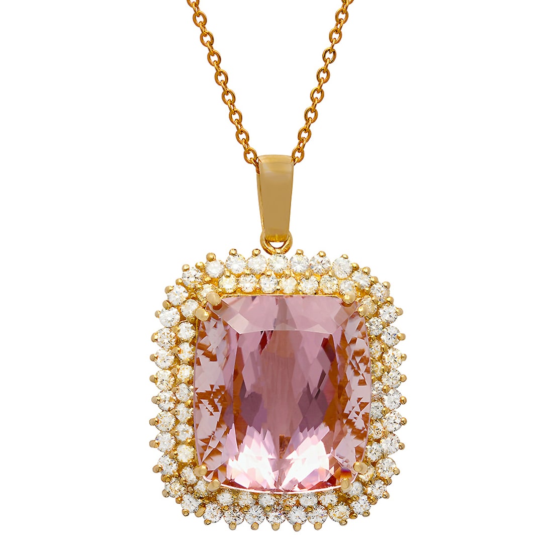 14k Yellow Gold 48.74ct Kunzite 3.03ct Diamond Pendant (1 of 4)