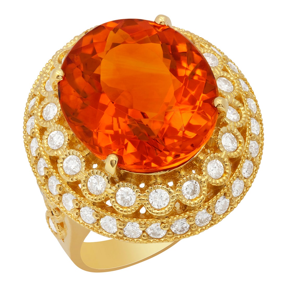 14k Yellow Gold 9.97ct Citrine 1.67ct Diamond Ring (1 of 5)