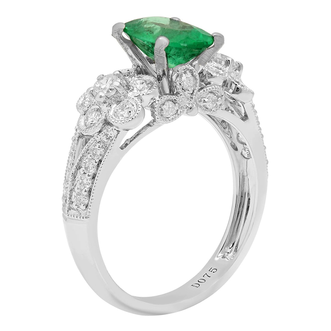 14k White Gold 1.39ct Emerald 0.78ct Diamond Ring - 2