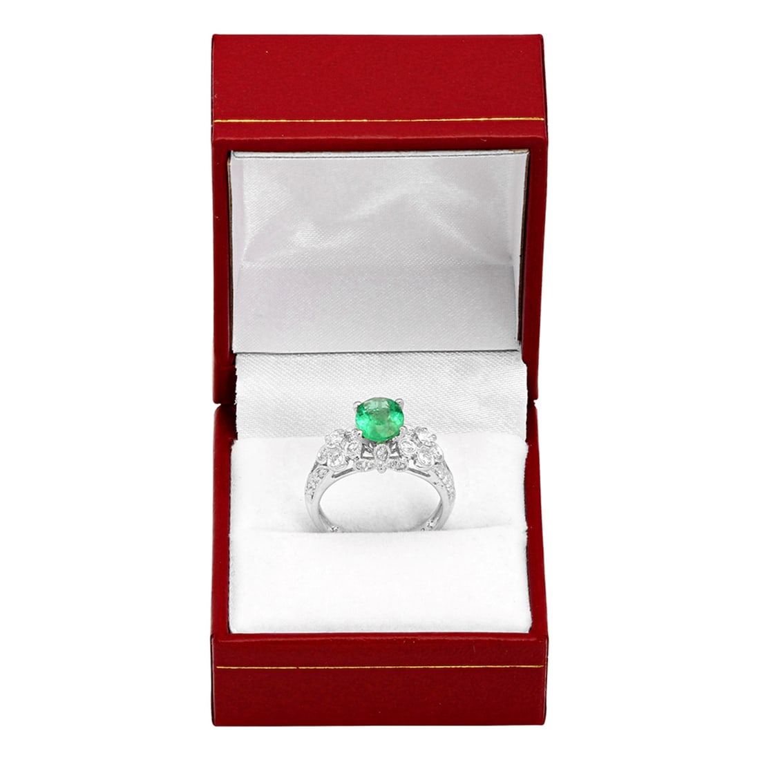 14k White Gold 1.39ct Emerald 0.78ct Diamond Ring - 3