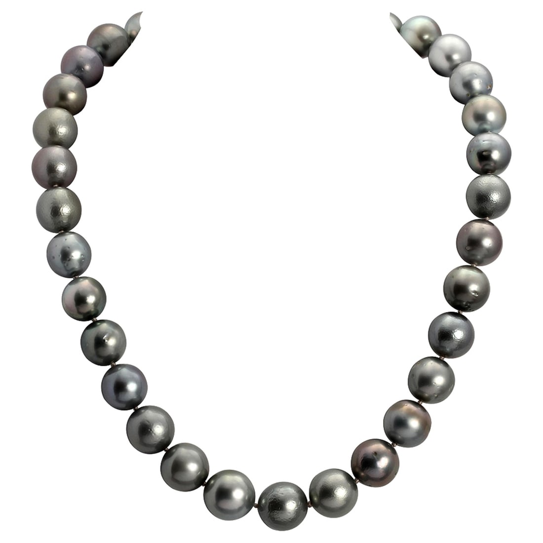 12-14.5mm Natural Black Pearl Necklace: Retail: $16,000.00 ****** 12-14.5mm Natural Black Pearl Necklace ****** Metal: 14k White Gold & Diamonds Clasp / Total Item Weight: None / Country Made: United States / / Main Stone: Pearl / Color:
