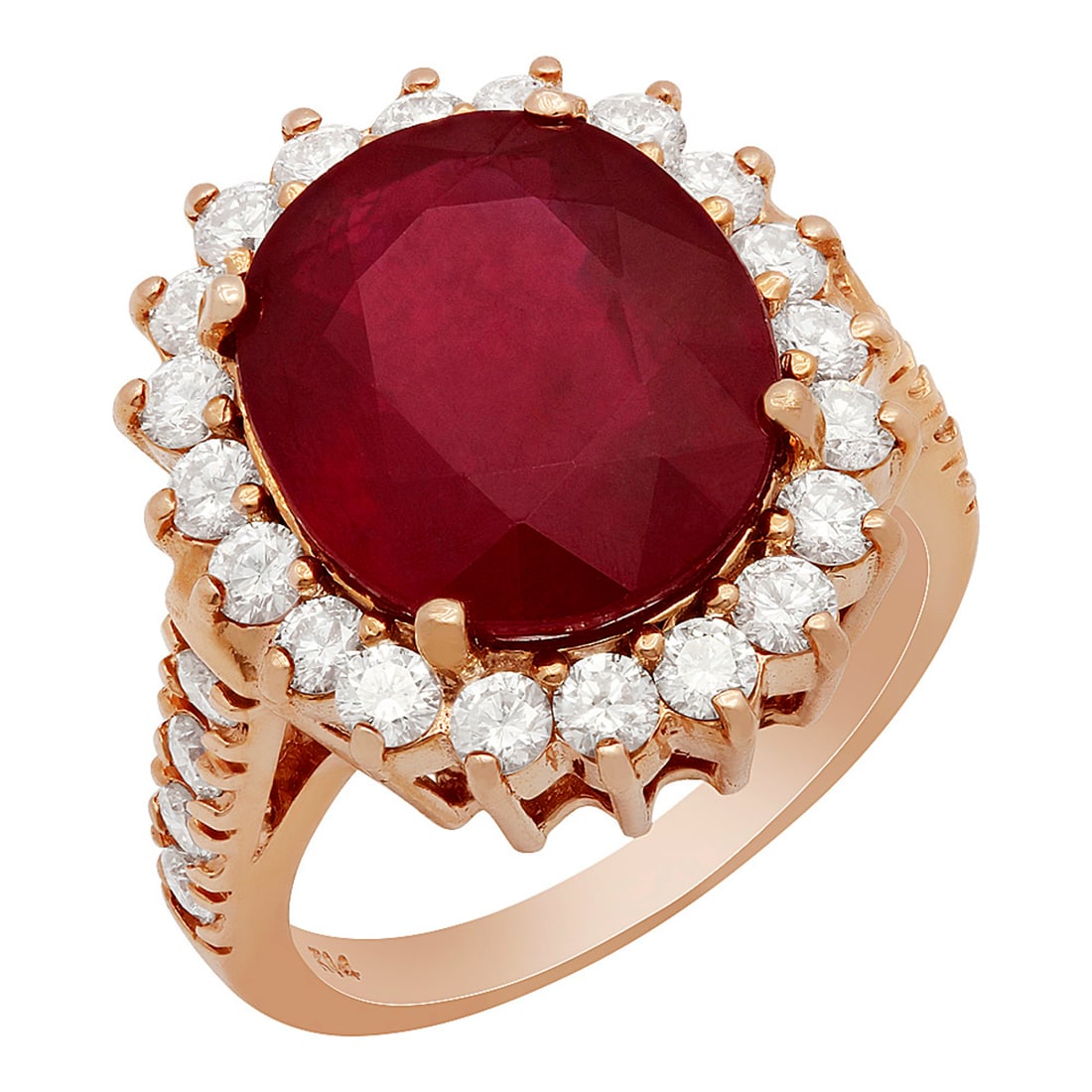14k Rose Gold 9,89ct Ruby 1.39ct Diamond Ring (1 of 5)
