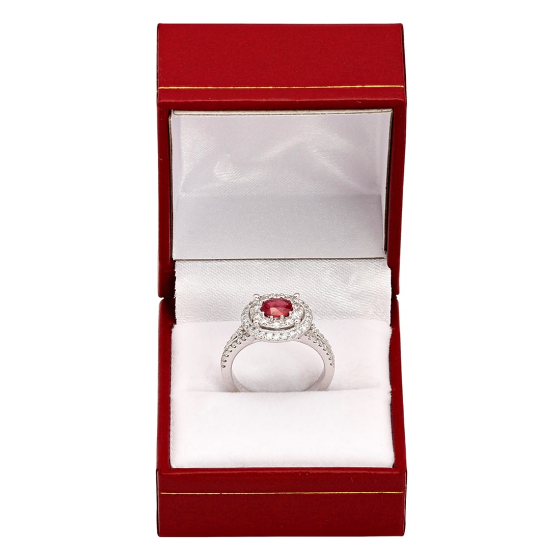 14k White Gold 0.92ct Ruby 1.12ct Diamond Ring - 3