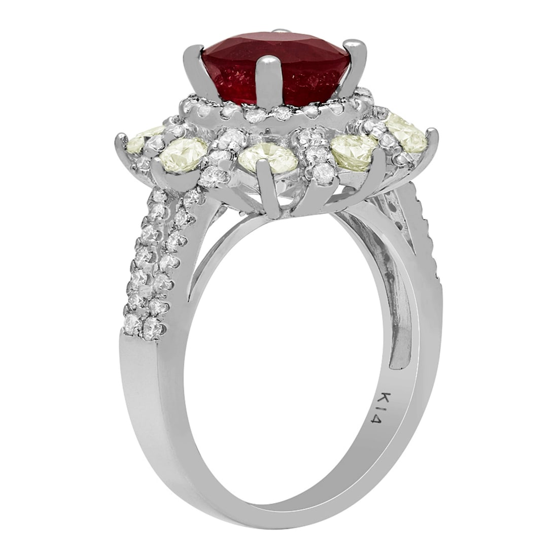 14k White Gold 3.06ct Ruby 1.86ct Diamond Ring - 2