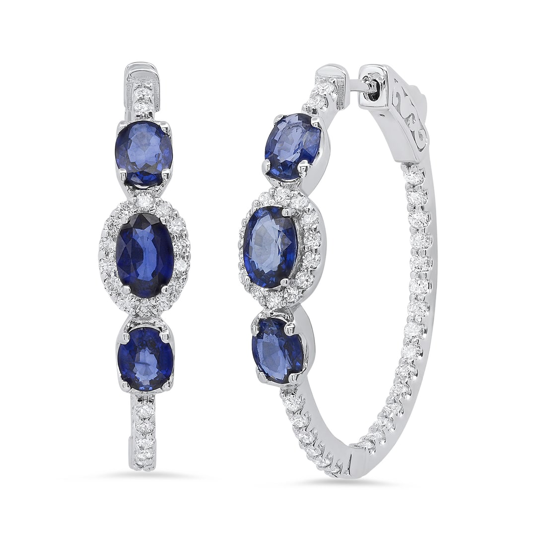 14K White Gold Setting with 2.98ct Sapphire and 1.08ct Diamond Earrings: Retail: $7,100.00 ****** 14K White Gold Setting with 2.98ct Sapphire and 1.08ct Diamond Earrings ****** Metal: 14K White Gold / Total Item Weight: 6.2 Grams / Country Made: United States / / Main
