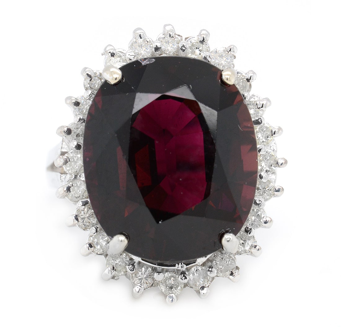 14K White Gold Ladies Ring with 13.20ct Tourmaline and 0.65tcw Adjacent Diamonds: Retail: $8,400.00 ****** 14K White Gold Ladies Ring with 13.20ct Tourmaline and 0.65tcw Adjacent Diamonds ****** Size: 6.5 / Metal: 14K White Gold / Total Item Weight: 10.0 Grams / Country Made: