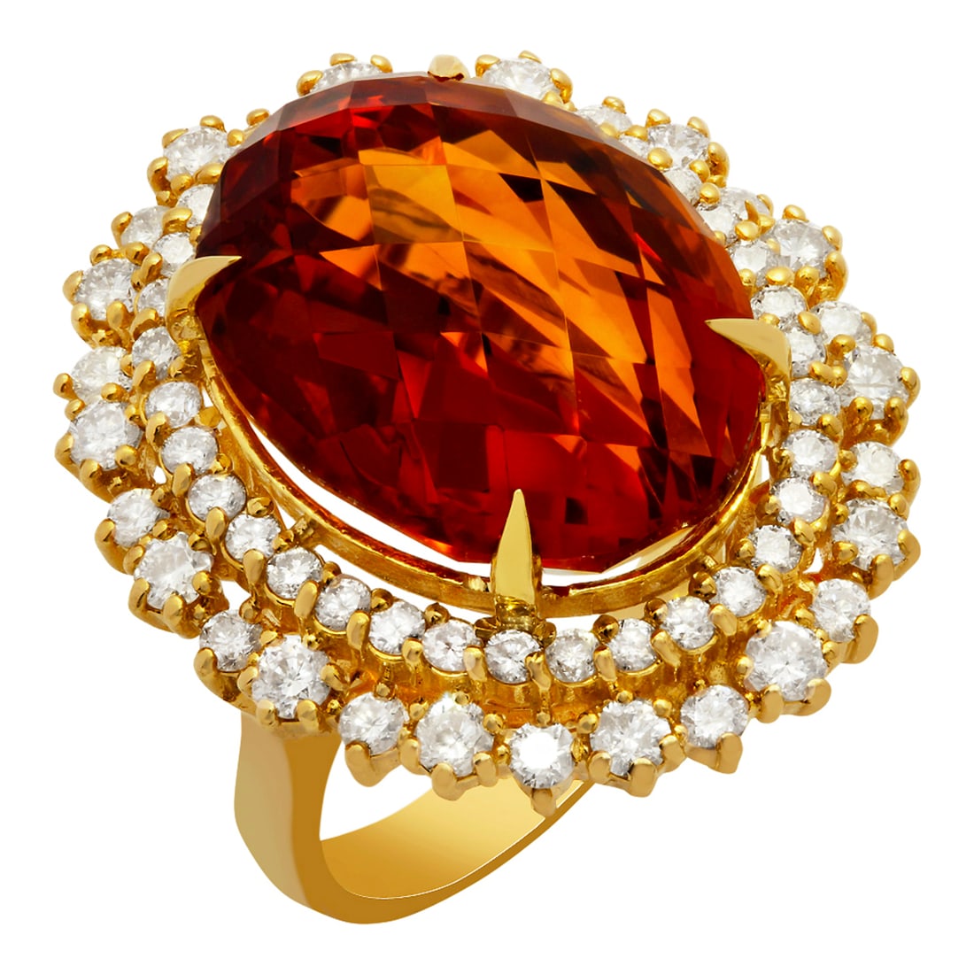 14k Yellow Gold 17.71ct Citrine 2.19ct Diamond Ring (1 of 5)