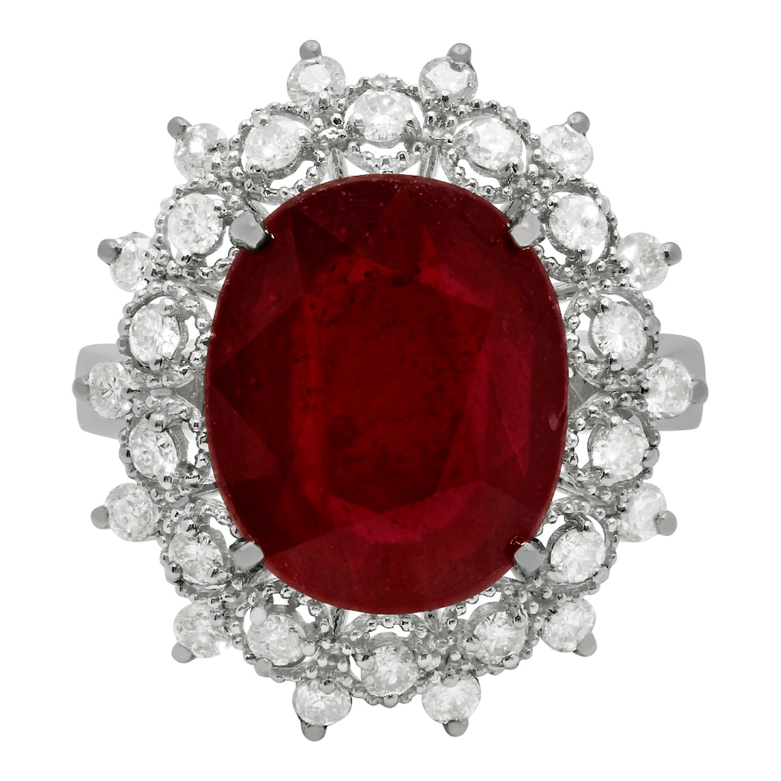 14k White Gold 6.10ct Ruby 0.72ct Diamond Ring - 3