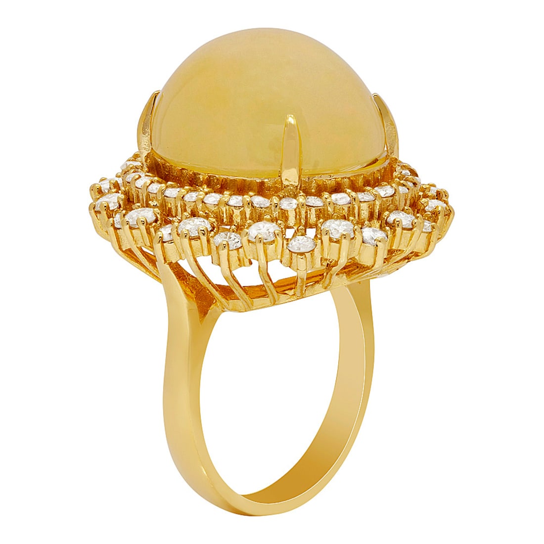 14k Yellow Gold 12.65ct Opal 2.04ct Diamond Ring - 2