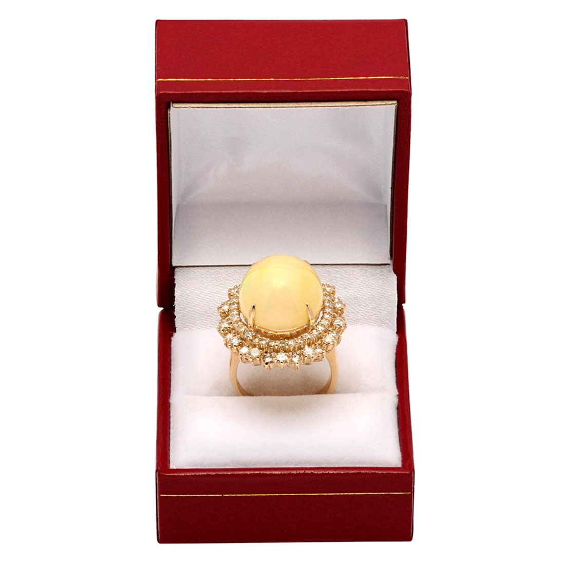 14k Yellow Gold 12.65ct Opal 2.04ct Diamond Ring - 4