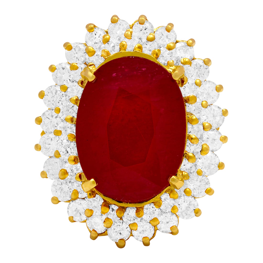 14k Yellow Gold 10.10ct Ruby 2.11ct Diamond Ring - 3