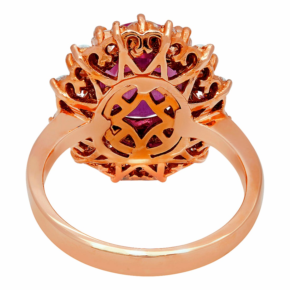 14k Rose Gold 3.99ct Ruby 1.59ct Diamond Ring - 3