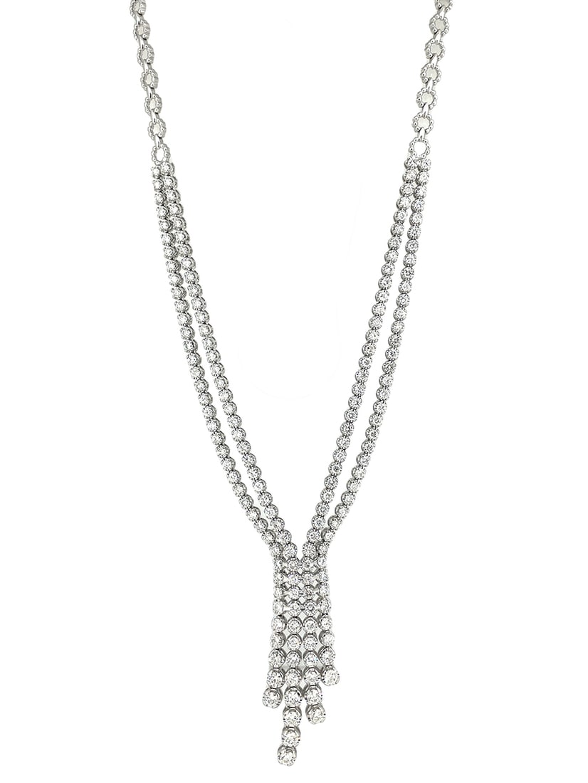18K White Gold Ladies Necklace with 8.3ct tw Diamonds: Retail: $32,500.00 ****** 18K White Gold Ladies Necklace with 8.3ct tw Diamonds ****** Size: 20 / Metal: 18K White Gold / Total Item Weight: 35.8 Grams / Country Made: United States / / Main Stone: Di