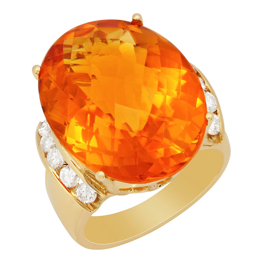 14k Yellow Gold 19.61ct Citrine 0.69ct Diamond Ring: Retail: ****** 14k Yellow Gold 19.61ct Citrine 0.69ct Diamond Ring ****** Metal: 14K Yellow Gold / Total Item Weight: 11.90 grams / Country Made: United States / / Main Stone: Citrine / Color: Intense