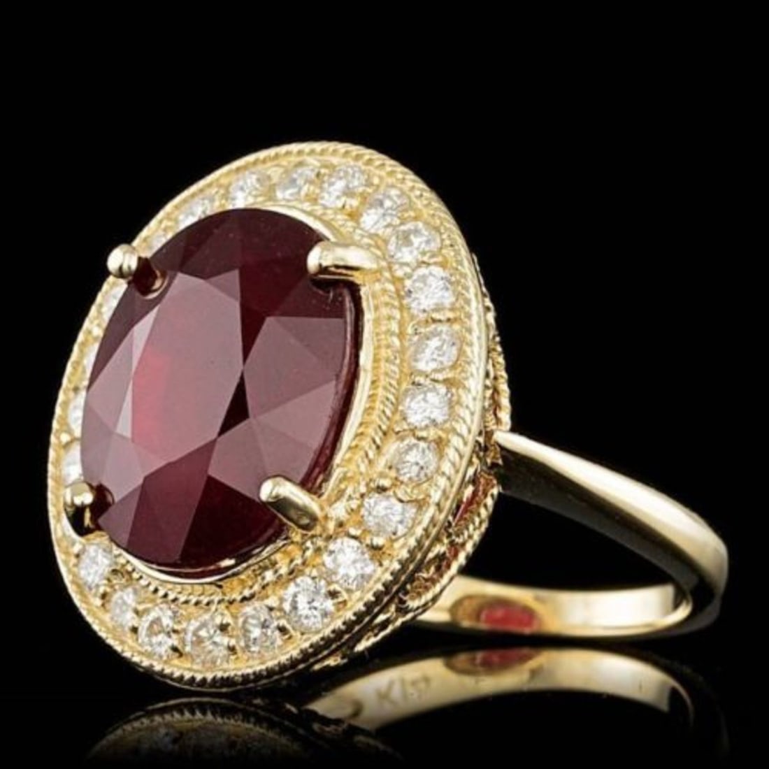 14K Yellow Gold 10.39ct Ruby and 0.92ct Diamond Ring - 2