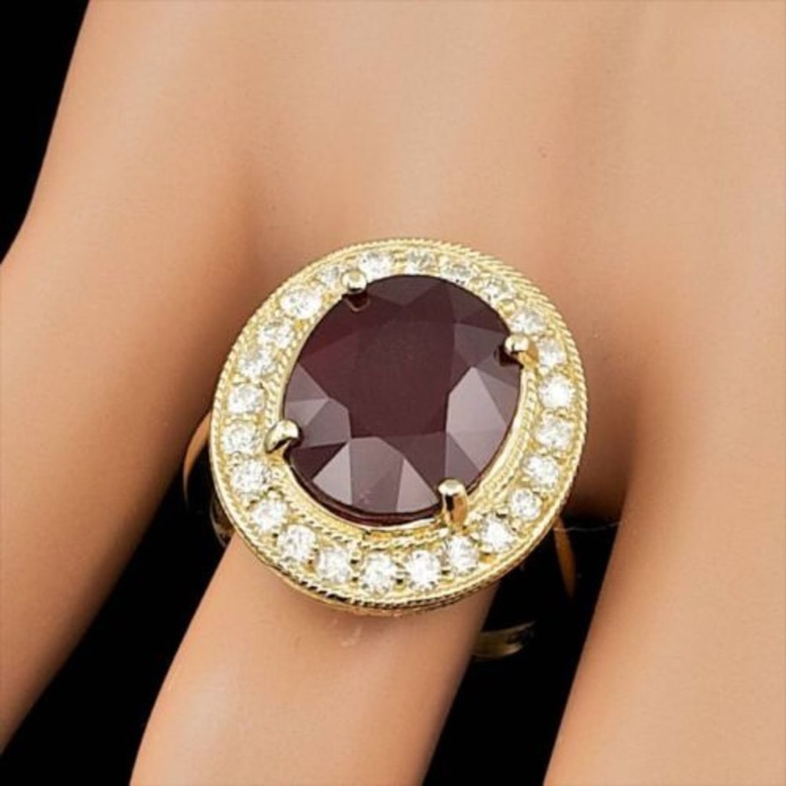 14K Yellow Gold 10.39ct Ruby and 0.92ct Diamond Ring - 3