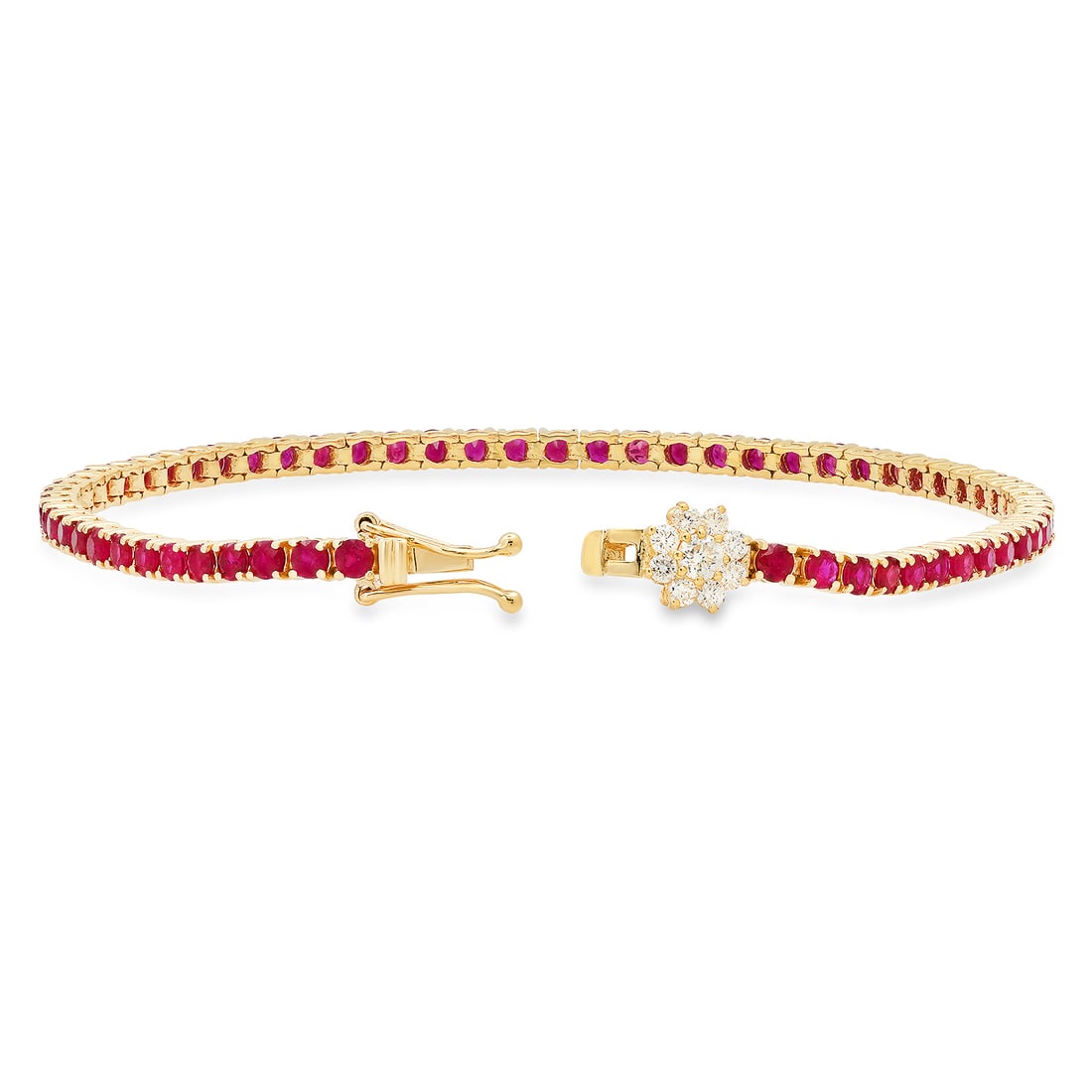 14K Yellow Gold with 4.82ct Ruby and 0.33ct Diamond Bracelet - 2