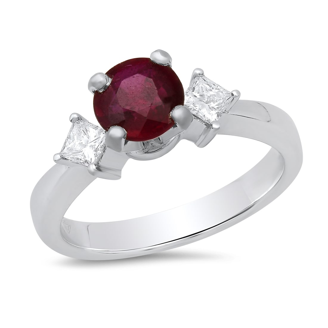 18K White Gold Setting with 0.92ct Ruby and 0.38ct Diamond Ladies Ring: Retail: $4,880.00 ****** 18K White Gold Setting with 0.92ct Ruby and 0.38ct Diamond Ladies Ring ****** Size: 6.5 (we offer free resizing to winning bidders) / Metal: 18K White Gold / Total Item Weight