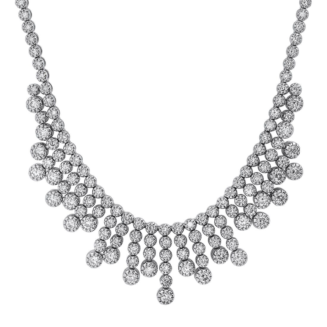 14K White Gold Setting with 7.28ct Diamond Necklace: Retail: $30,490.00 ****** 14K White Gold Setting with 7.28ct Diamond Necklace ****** Size: 16.25 / Metal: 14K White Gold / Total Item Weight: 23.0 Grams / Country Made: United States / / Main Stone: D
