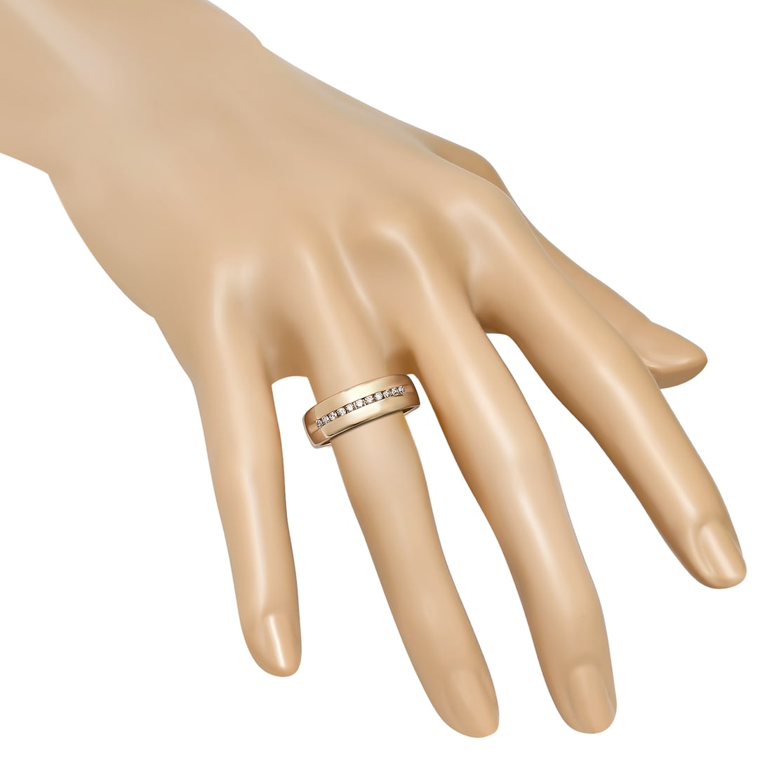 14K Yellow Gold Setting with 0.12ct Diamond Mens Ring - 3