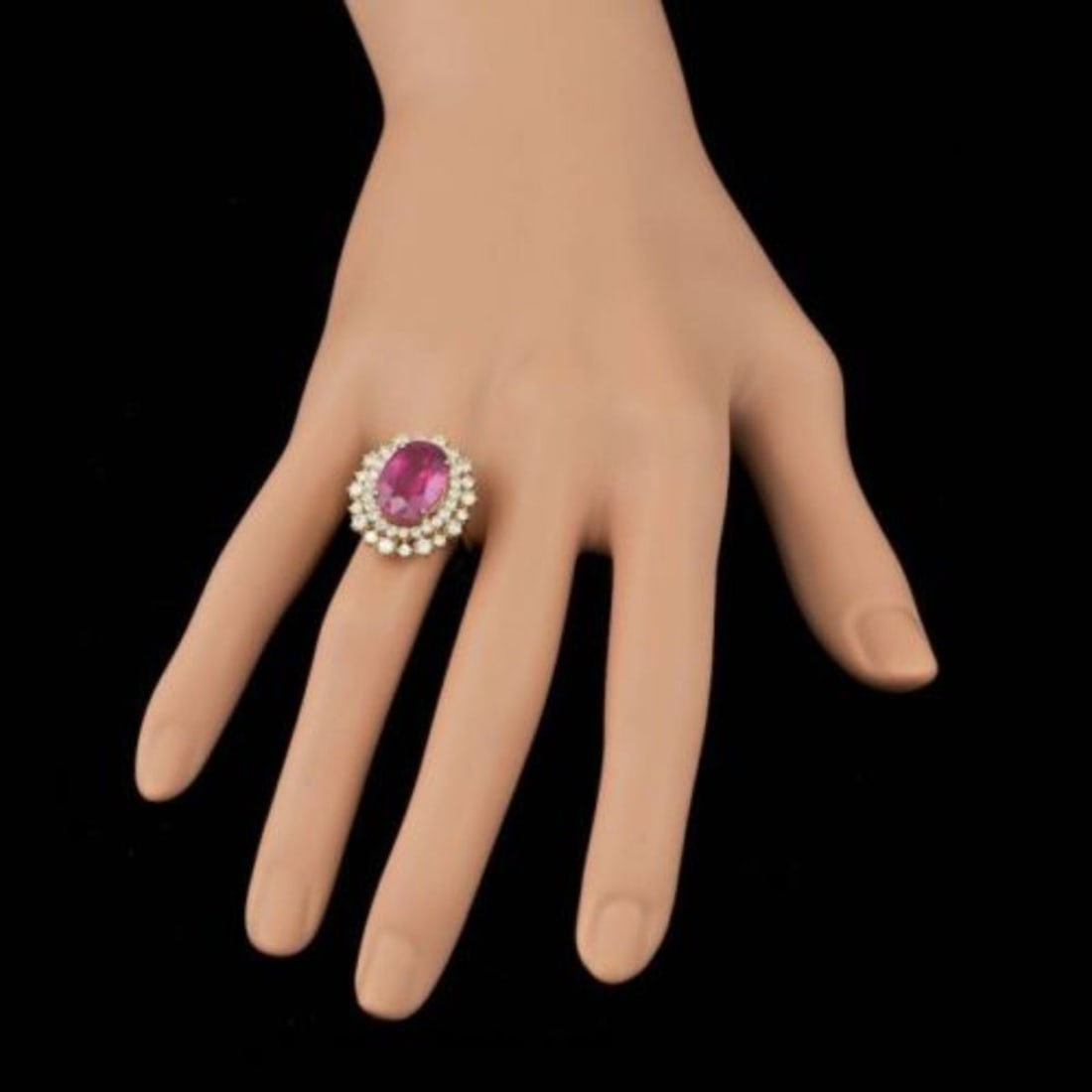 14K Yellow Gold 6.82ct Ruby and 1.51ct Diamond Ring - 3