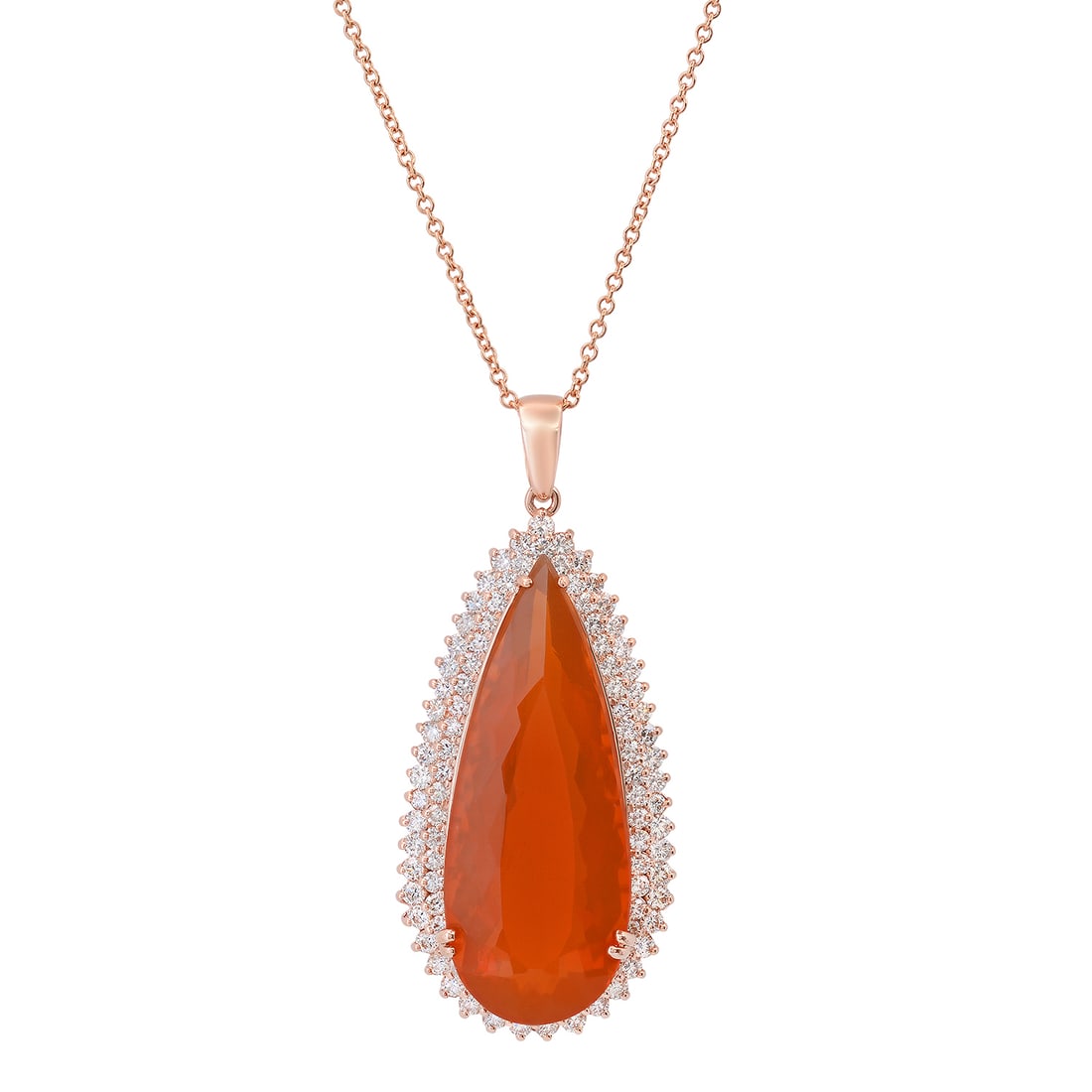 14K Yellow Gold Setting with 25.83ct Fire Opal and 3.14ct Diamond Pendant: Retail: $20,855.00 ****** 14K Yellow Gold Setting with 25.83ct Fire Opal and 3.14ct Diamond Pendant ****** Size: 18 Chain / Metal: 14K Yellow Gold / Total Item Weight: 16.8 Grams / Country Made: Unite