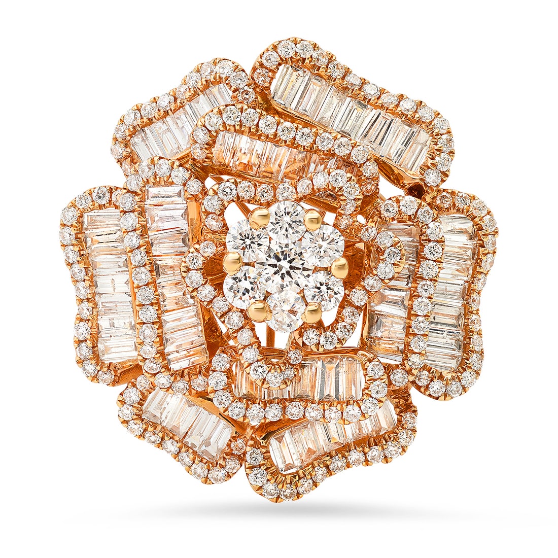 18K Rose Gold Setting with 2.91ct Diamond Ladies Flower Ring - 2