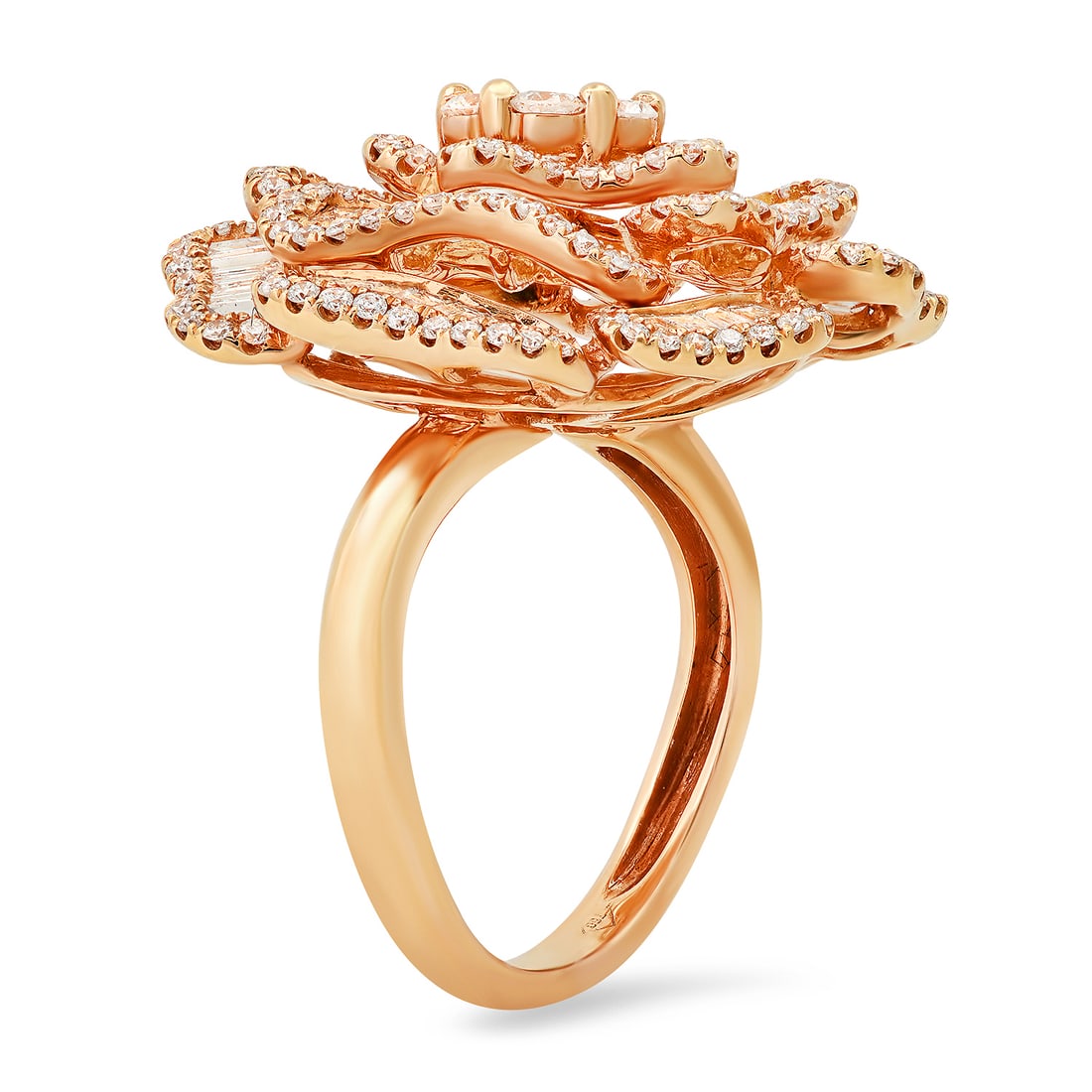 18K Rose Gold Setting with 2.91ct Diamond Ladies Flower Ring - 3