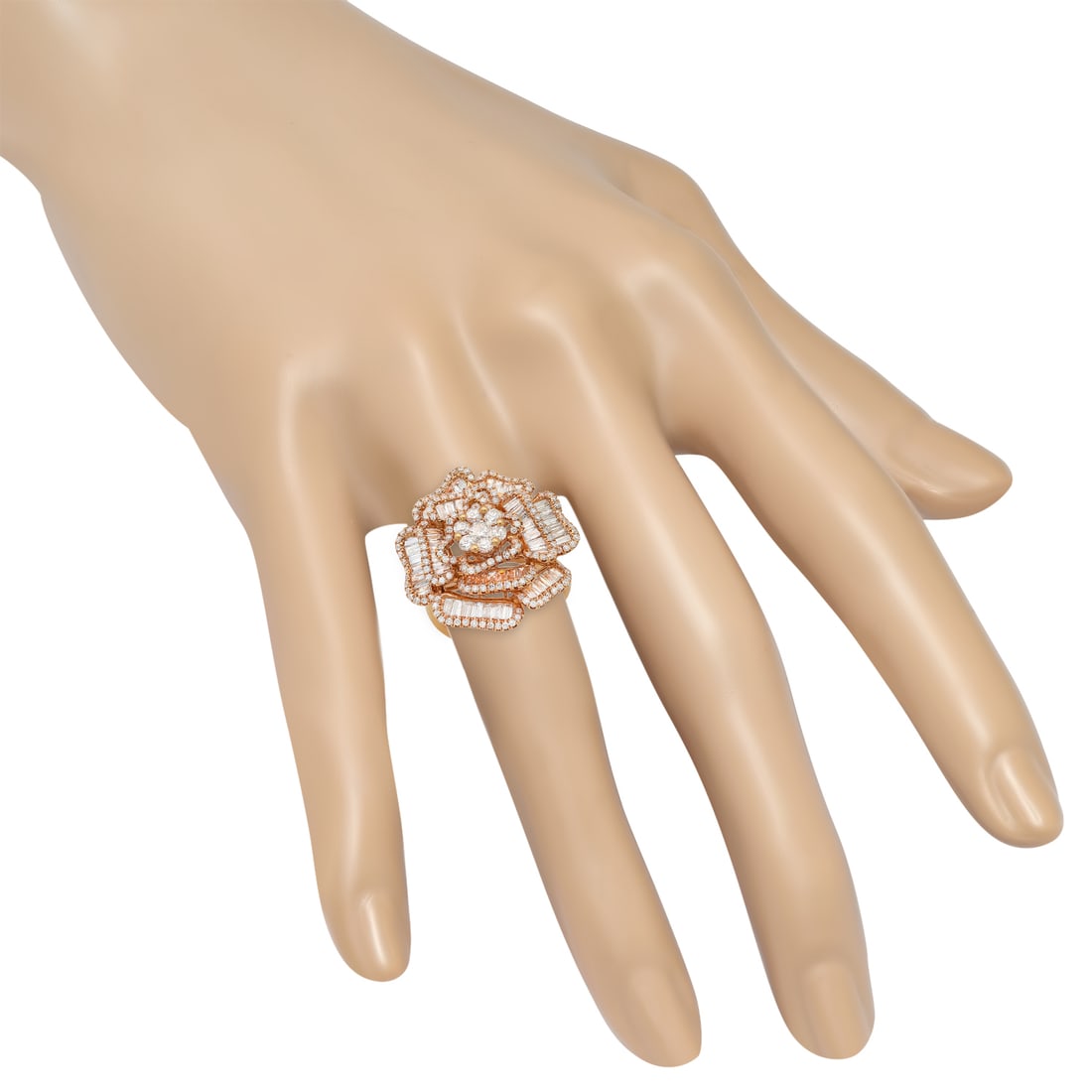 18K Rose Gold Setting with 2.91ct Diamond Ladies Flower Ring - 4