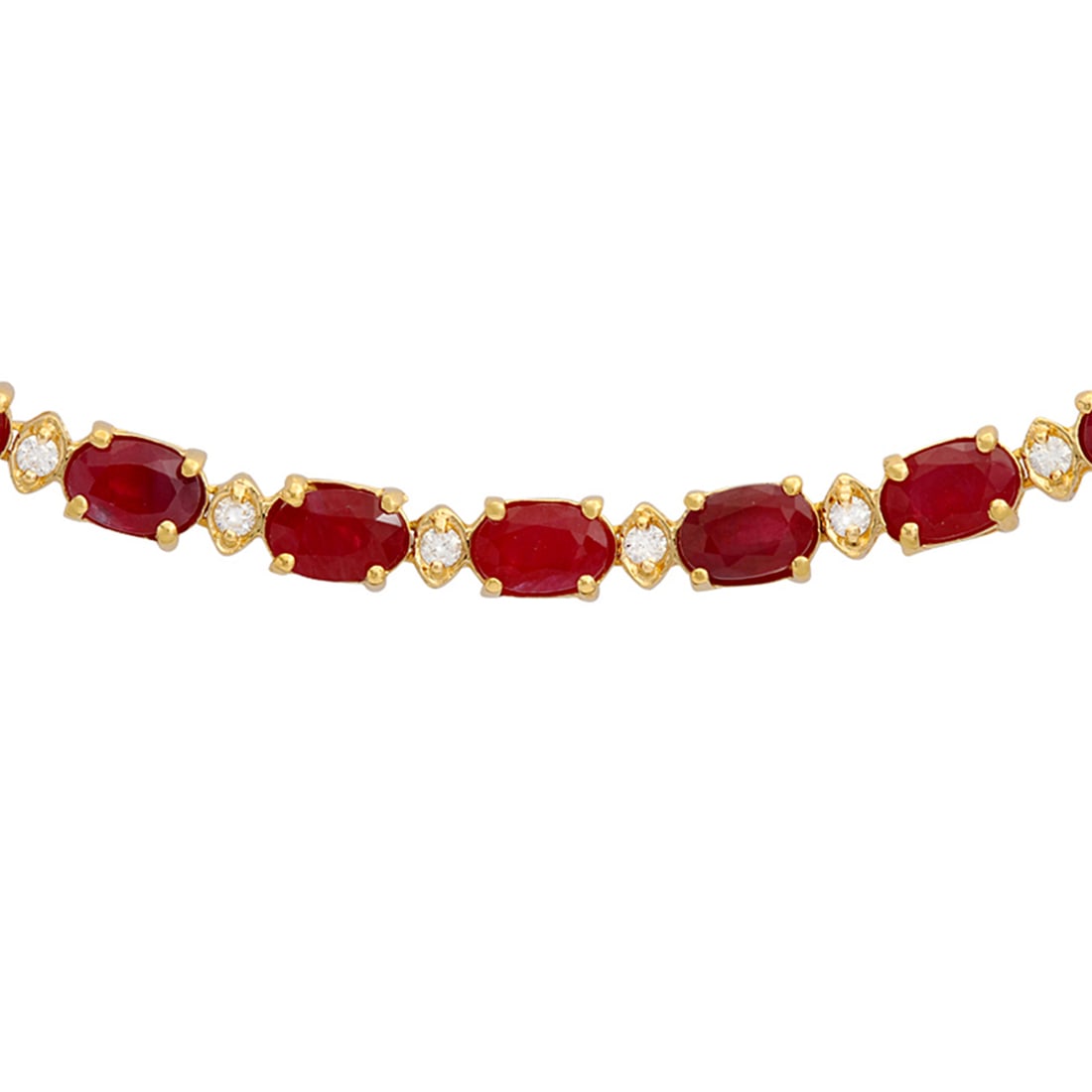 14k Yellow Gold 26.27ct Ruby 1.32ct Diamond Necklace - 2