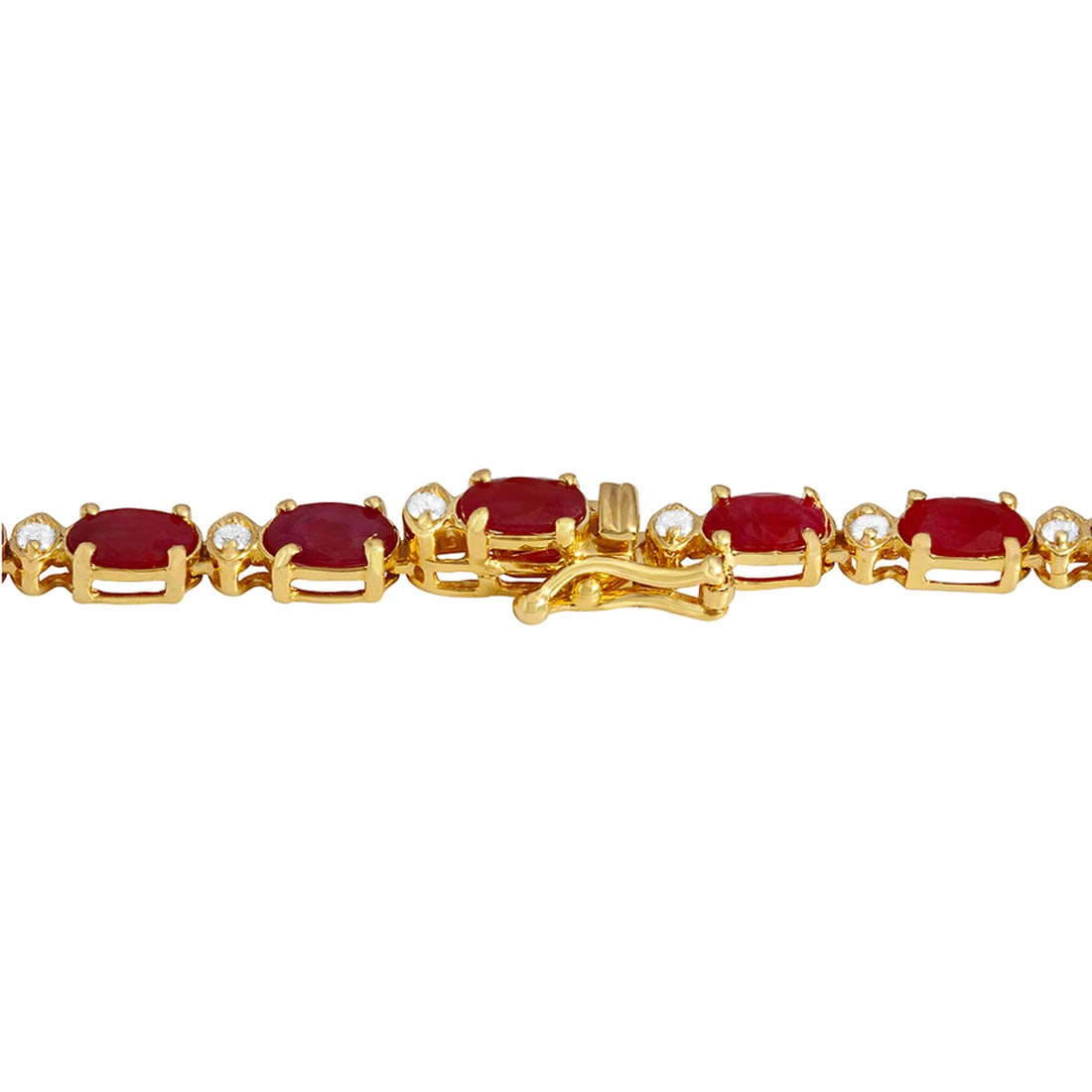 14k Yellow Gold 26.27ct Ruby 1.32ct Diamond Necklace - 3