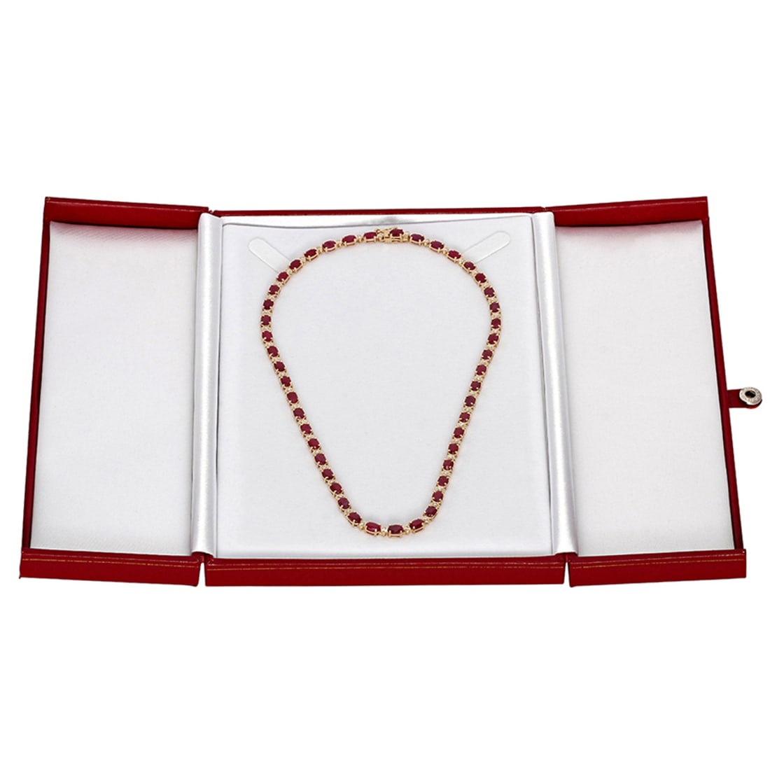 14k Yellow Gold 26.27ct Ruby 1.32ct Diamond Necklace - 4