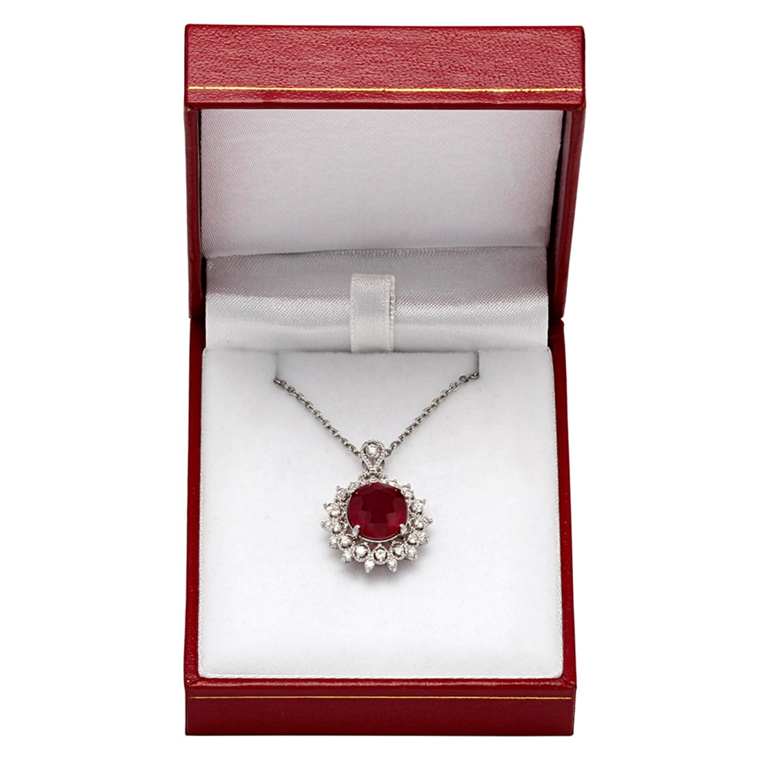 14k White Gold 7.01ct Ruby 0.65ct Diamond Pendant - 3