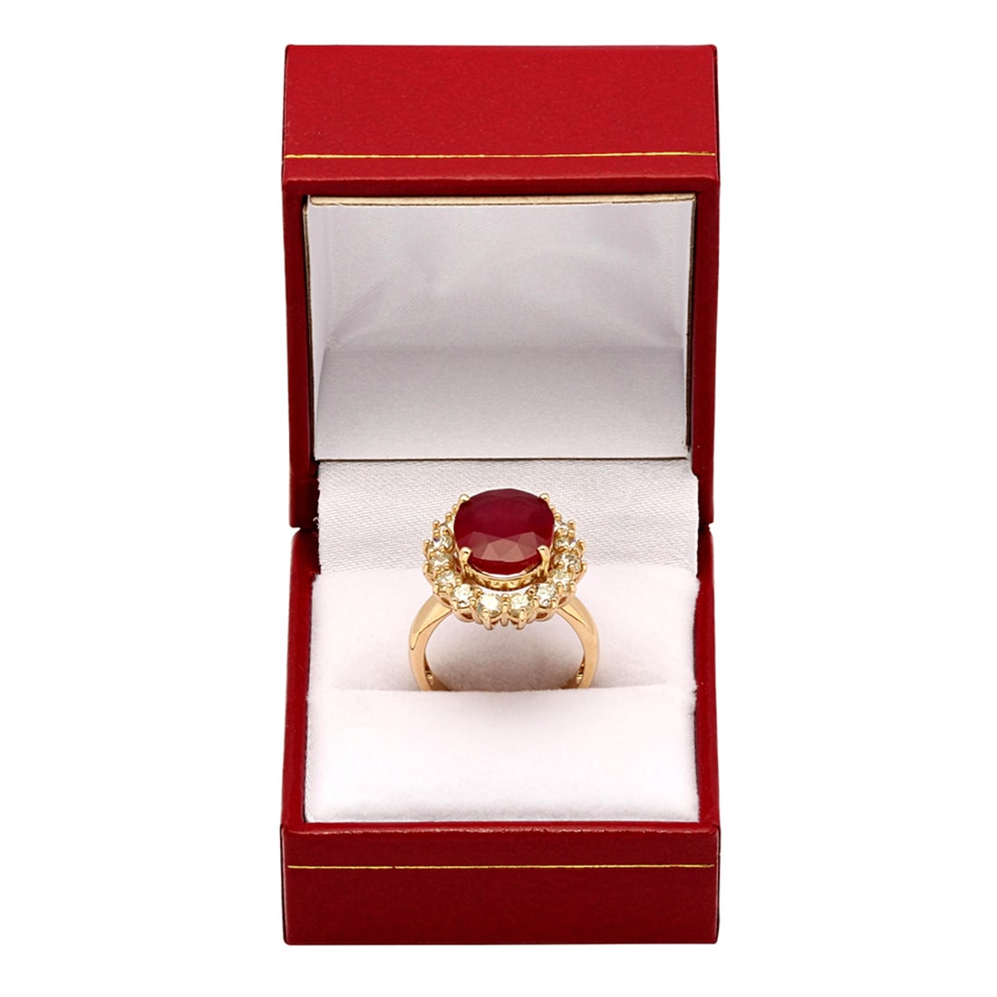 14k Yellow Gold 7.21ct Ruby 1.69ct Diamond Ring - 4