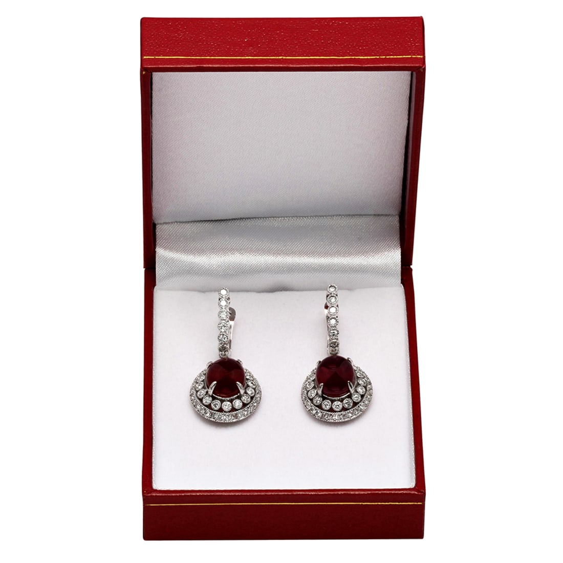 14k White Gold 12.93ct Ruby 1.73ct Diamond Earrings - 3