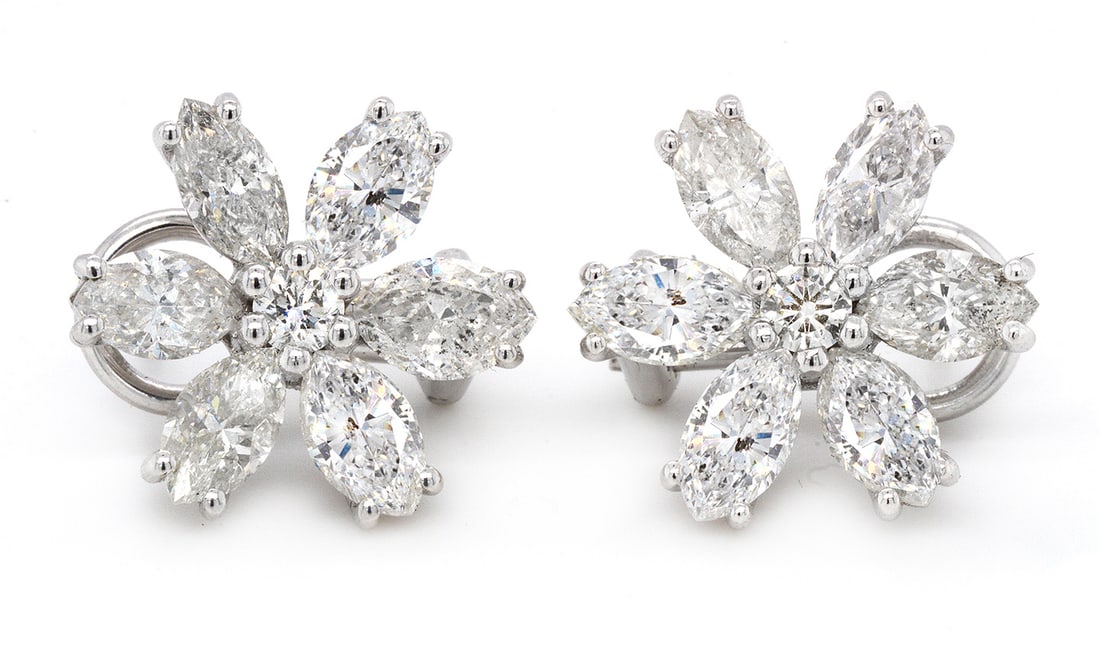 18K White Gold Earrings with 6.11tw Diamonds: Retail: $27,000.00 ****** 18K White Gold Earrings with 6.11tw Diamonds ****** Metal: 18K White Gold / Total Item Weight: 7.7 Grams / Country Made: United States / / Main Stone: Diamond / Carat Total W