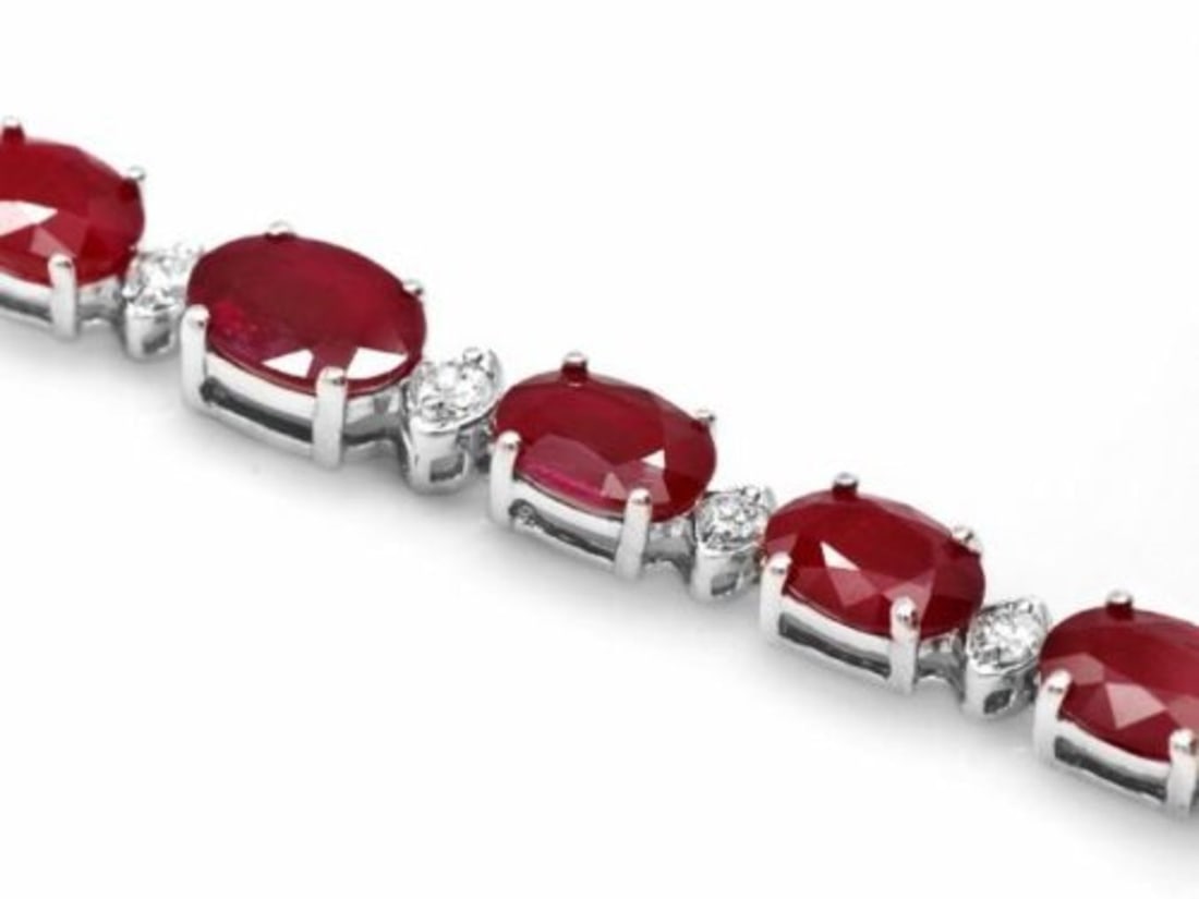 14K Gold 14.25ct Ruby 0.69ct Diamond Bracelet - 2