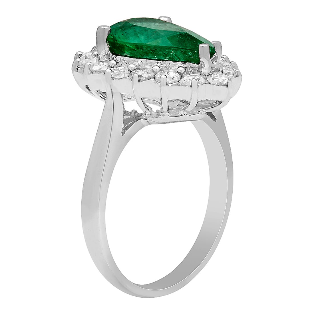 14k White Gold 3.18ct Emerald 0.93ct Diamond Ring - 2