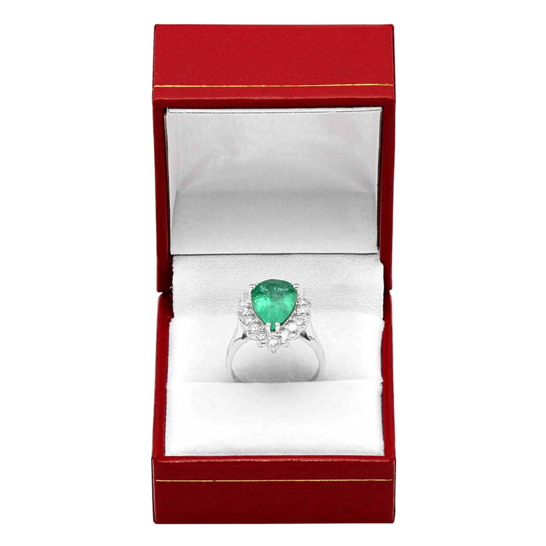 14k White Gold 3.18ct Emerald 0.93ct Diamond Ring - 4