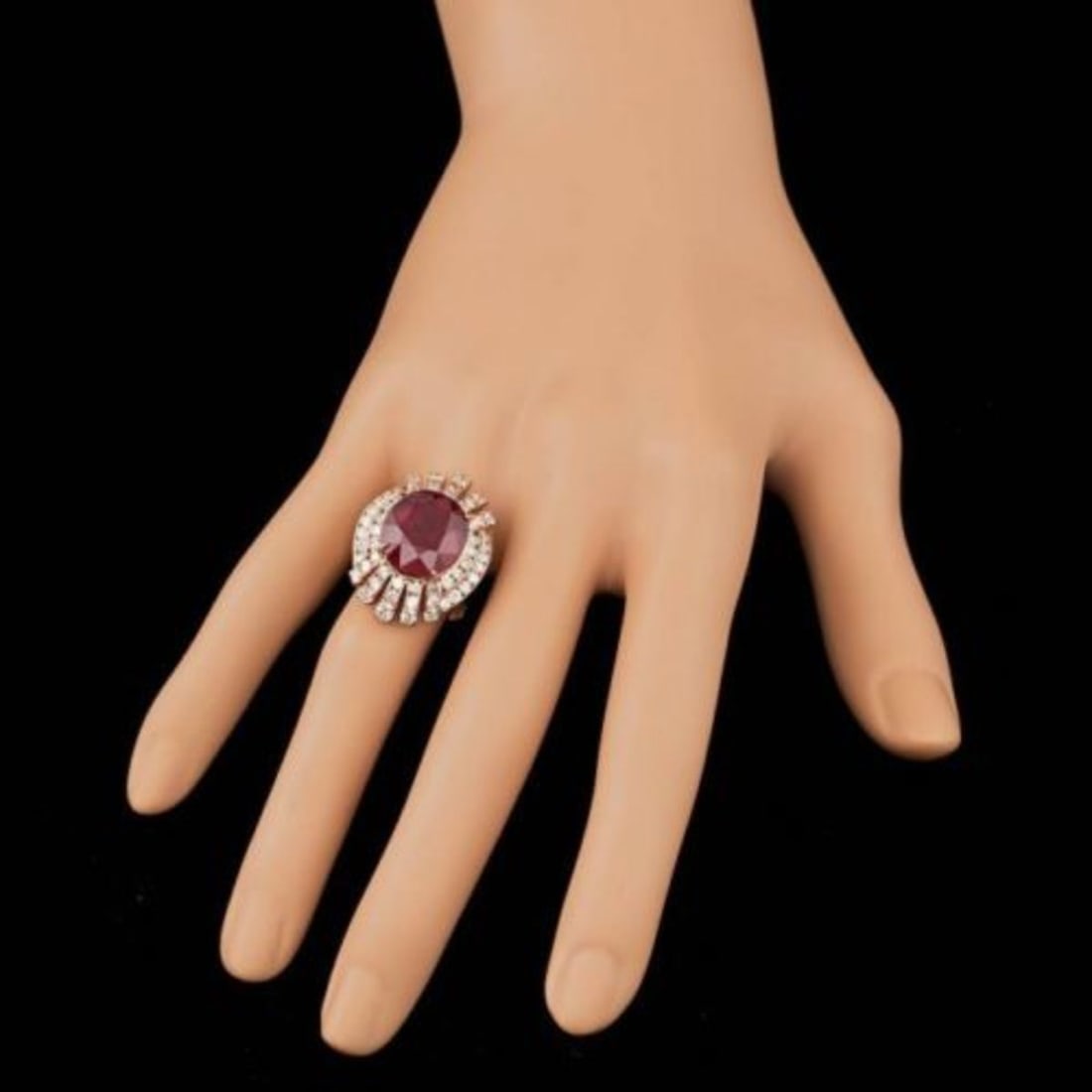 14K Rose Gold 10.91ct Ruby and 2.07ct Diamond Ring - 4