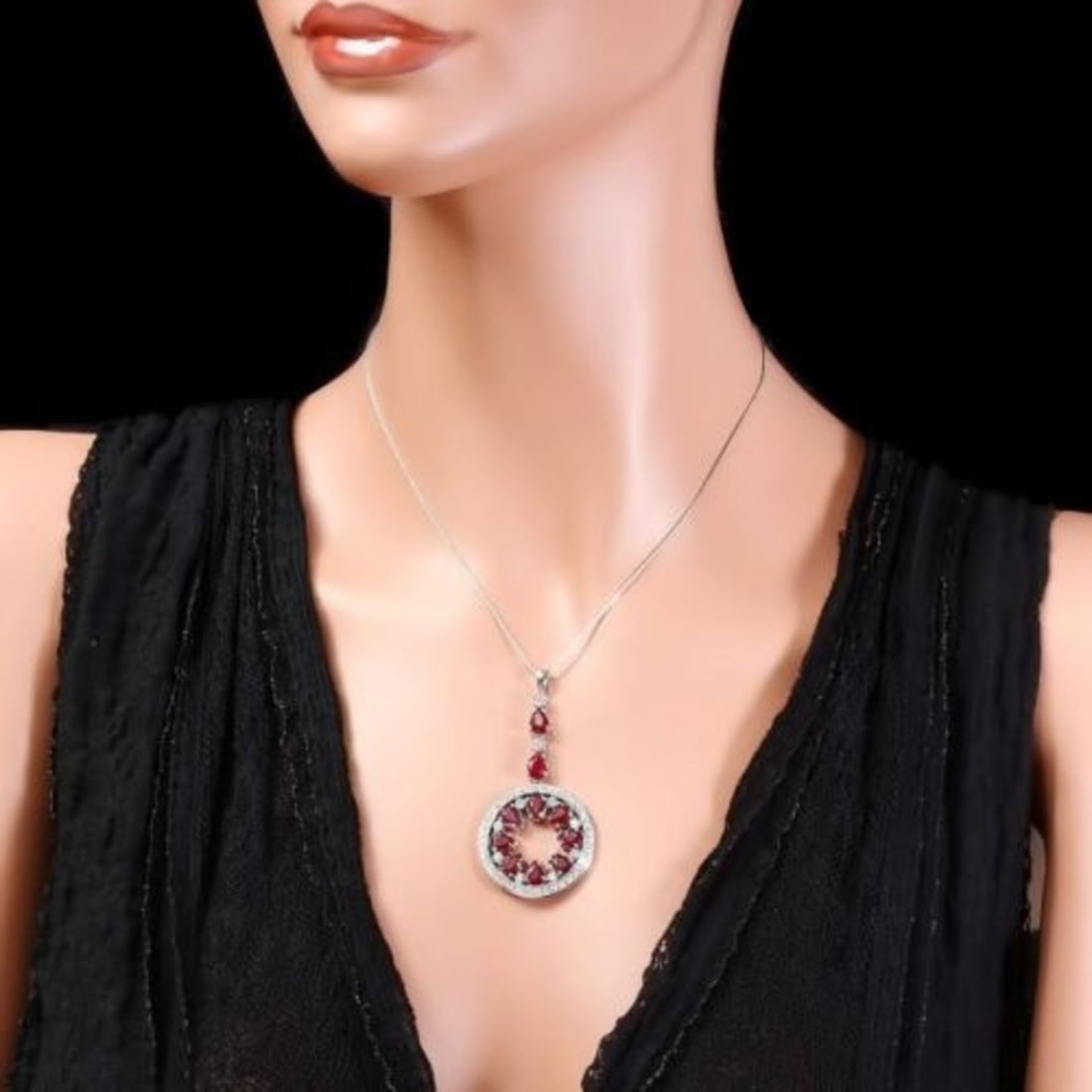 14K Gold 9.92ct Ruby 1.71ct Diamond Pendant - 3